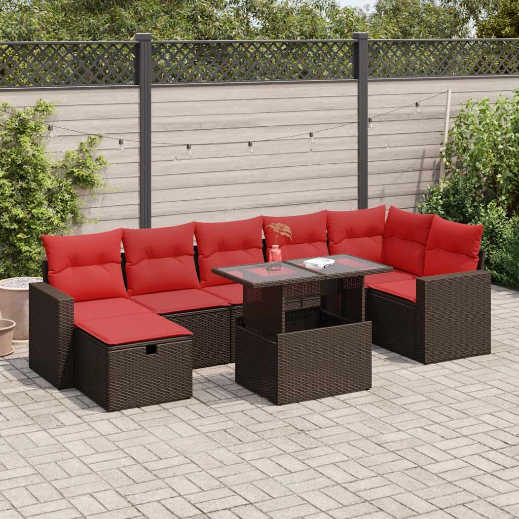 8-Teiliges Gartensofa-Set Mit Kissen, Es Polyrattan