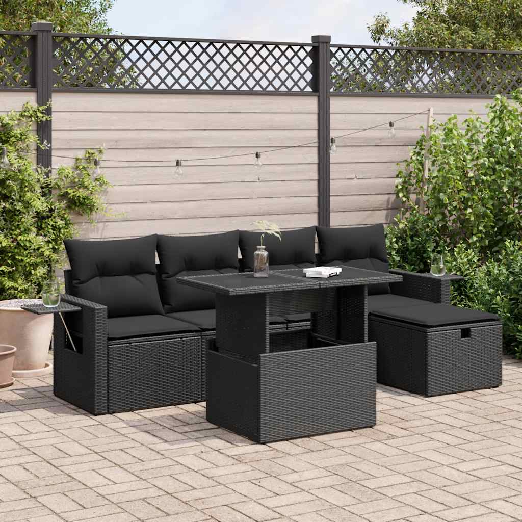 6-Tlg. Garten-Sofagarnitur Mit Kissen Poly Rattan