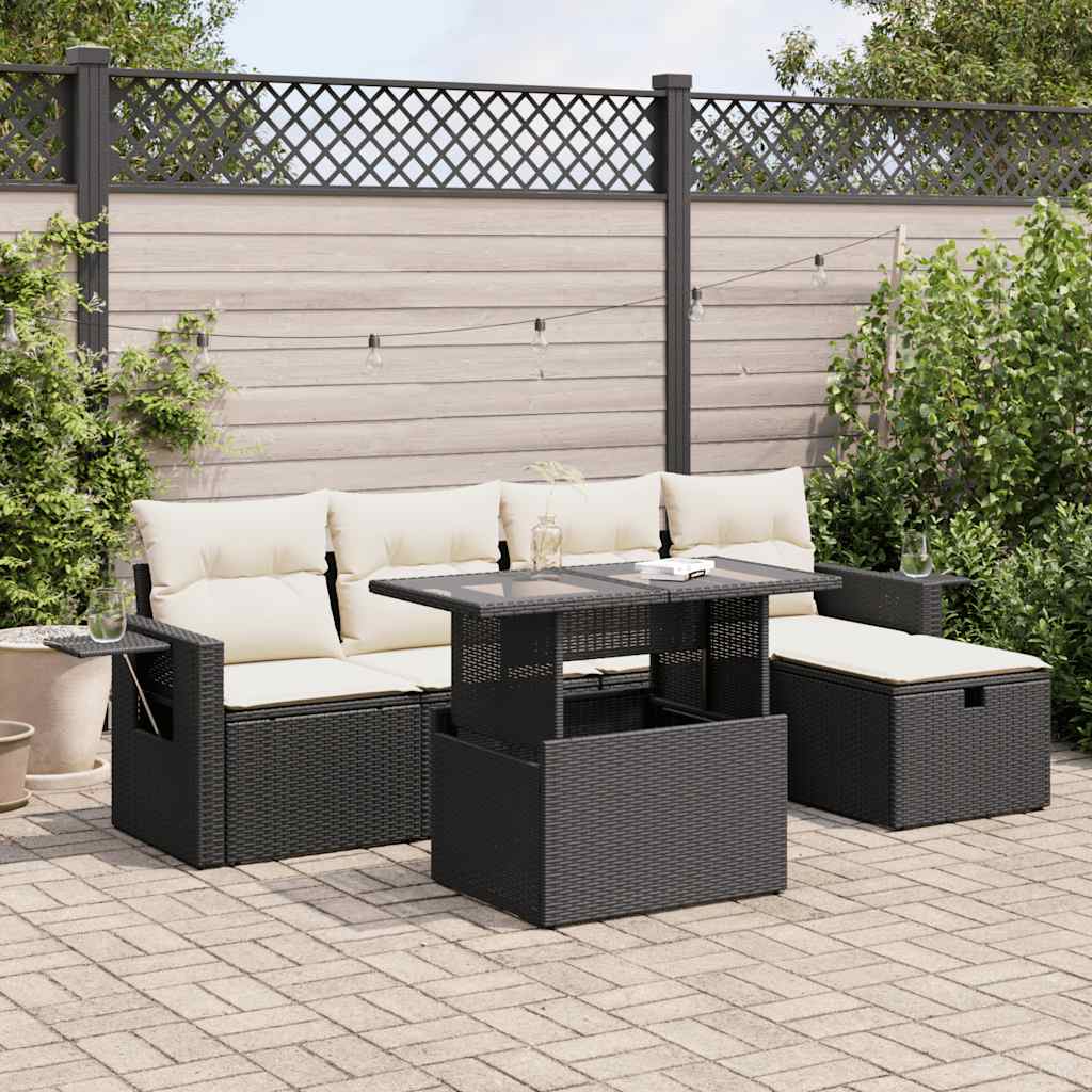 6-Tlg. Garten-Sofagarnitur Mit Kissen Poly Rattan