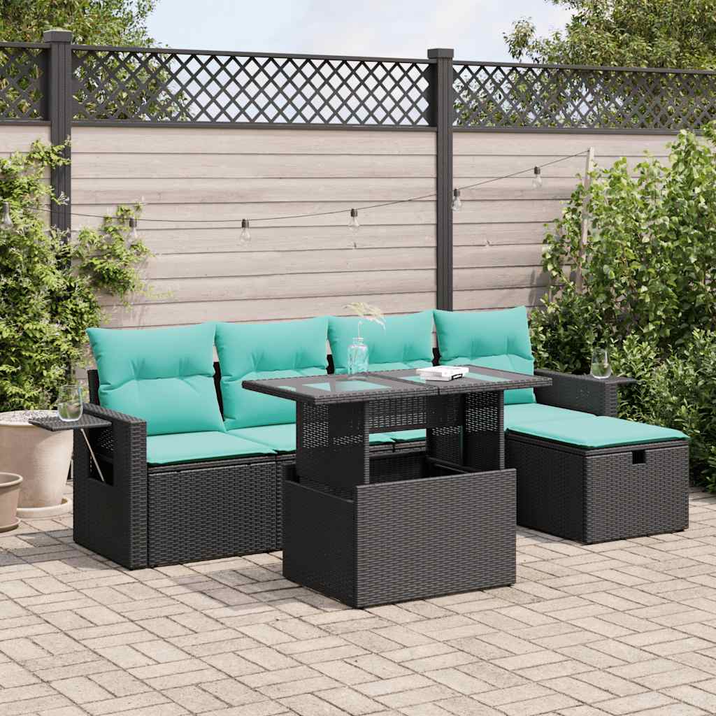 6-Teiliges Gartensofa-Set Mit Kissen, Es Polyrattan