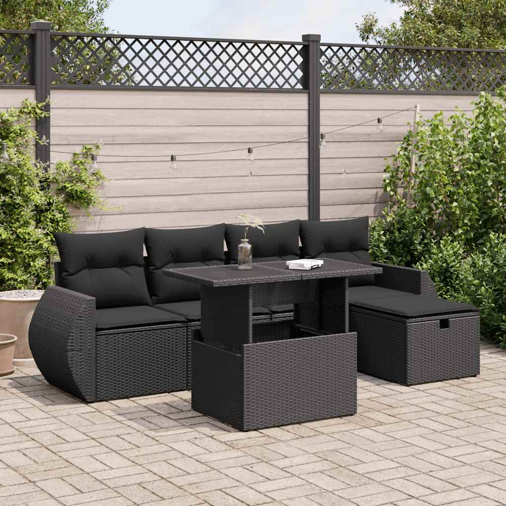 6-Tlg. Garten-Sofagarnitur Mit Kissen Poly Rattan