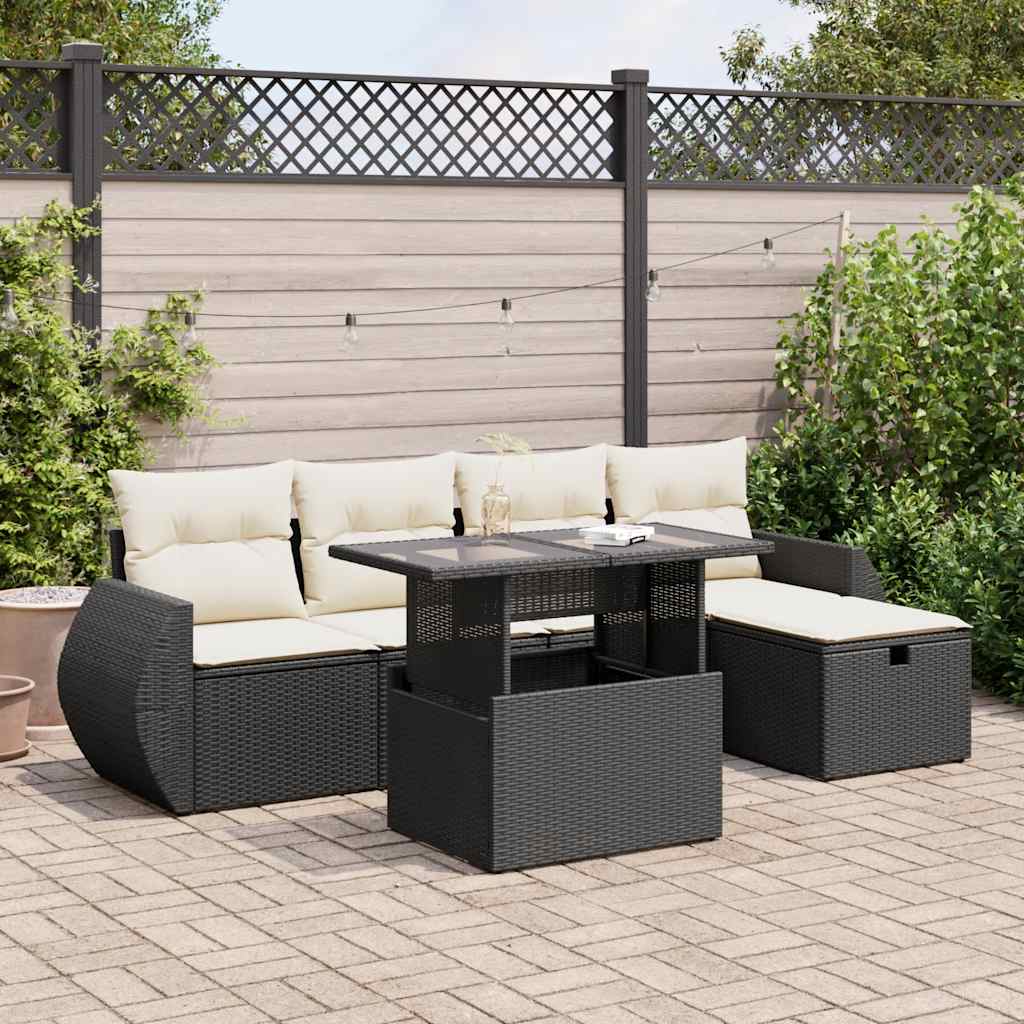 6-Tlg. Garten-Sofagarnitur Mit Kissen Poly Rattan