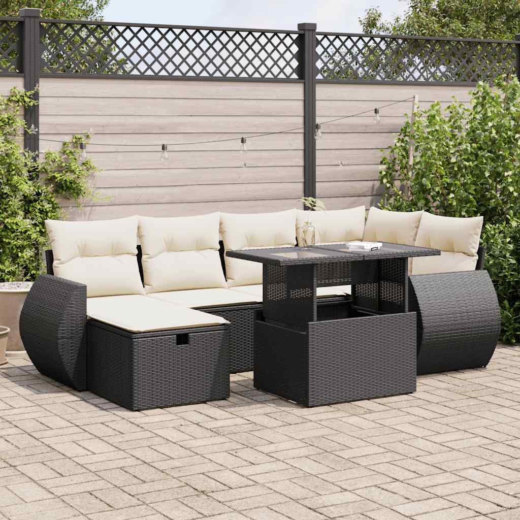 7-Tlg. Garten-Sofagarnitur Mit Kissen Poly Rattan