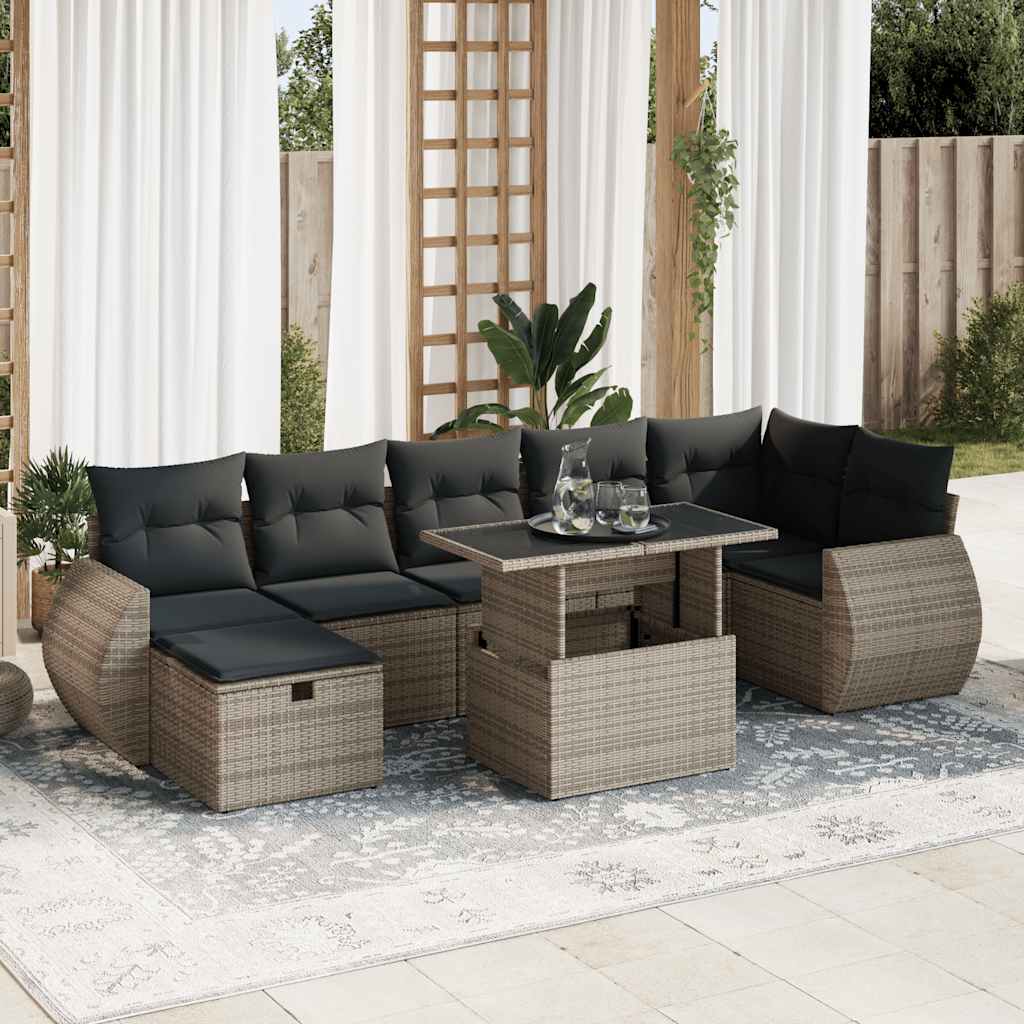 8-Tlg. Garten-Sofagarnitur Mit Kissen Poly Rattan