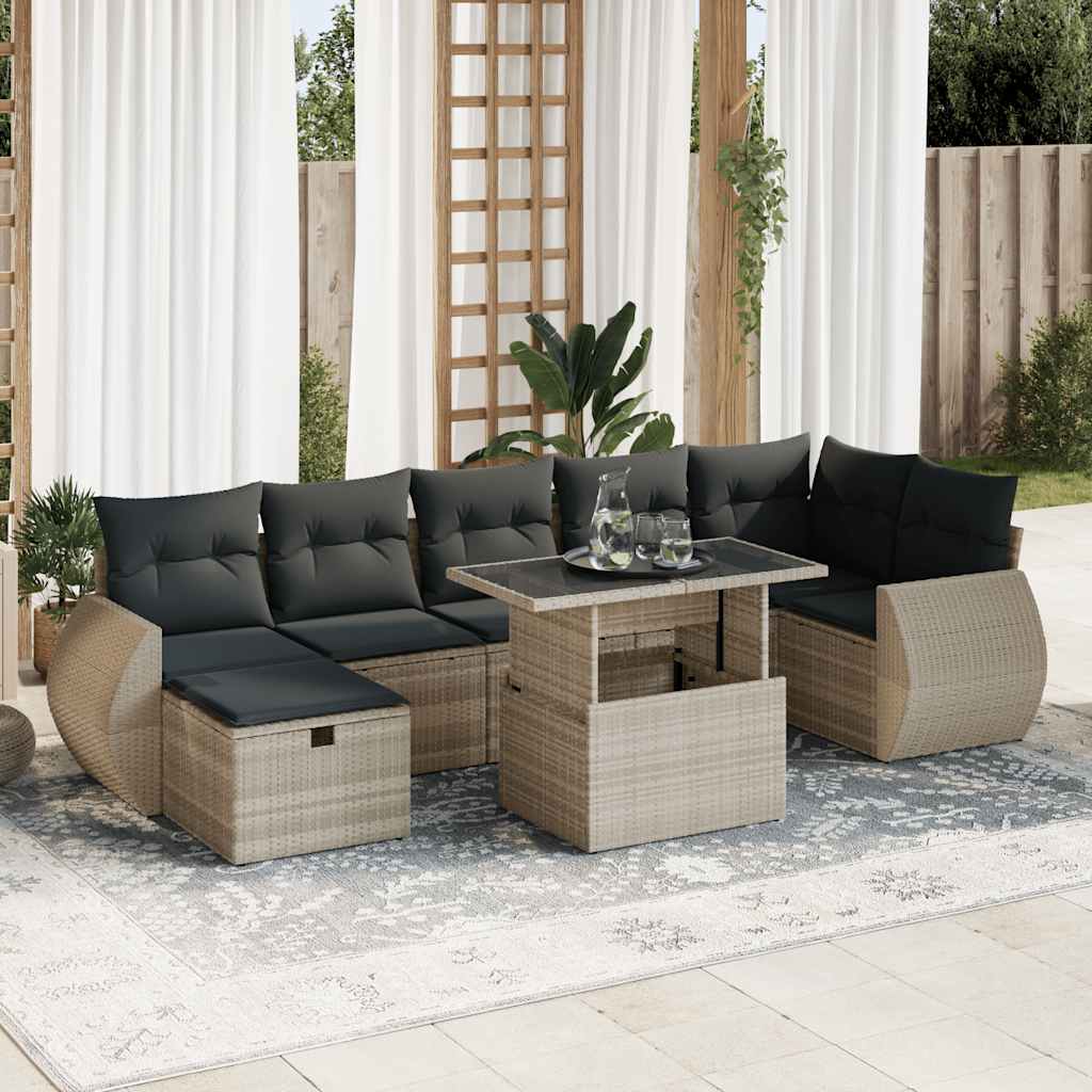 8-Tlg. Garten-Sofagarnitur Mit Kissen Poly Rattan
