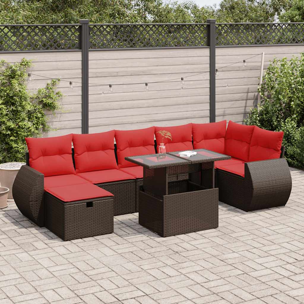 8-Tlg. Garten-Sofagarnitur Mit Kissen Poly Rattan Akazie
