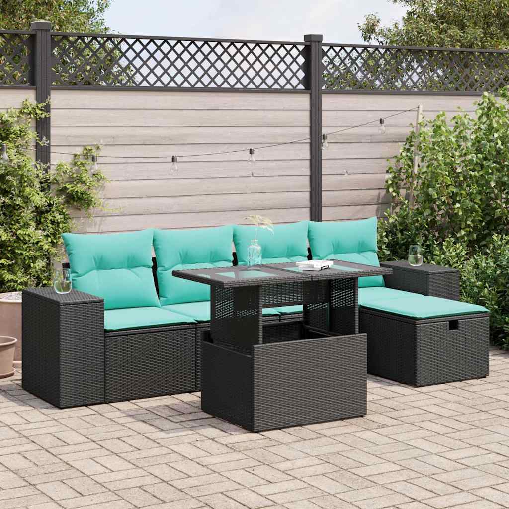 6-Teiliges Gartensofa-Set Mit Kissen, Es Polyrattan