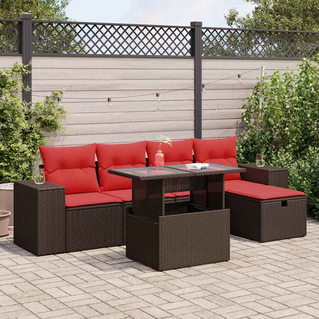 6-Teiliges Gartensofa-Set Mit Kissen, Es Polyrattan