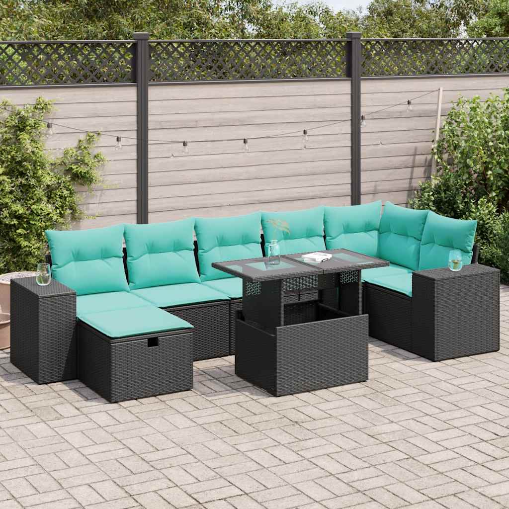 8-Tlg. Garten-Sofagarnitur Mit Kissen Braun Poly Rattan Akazie