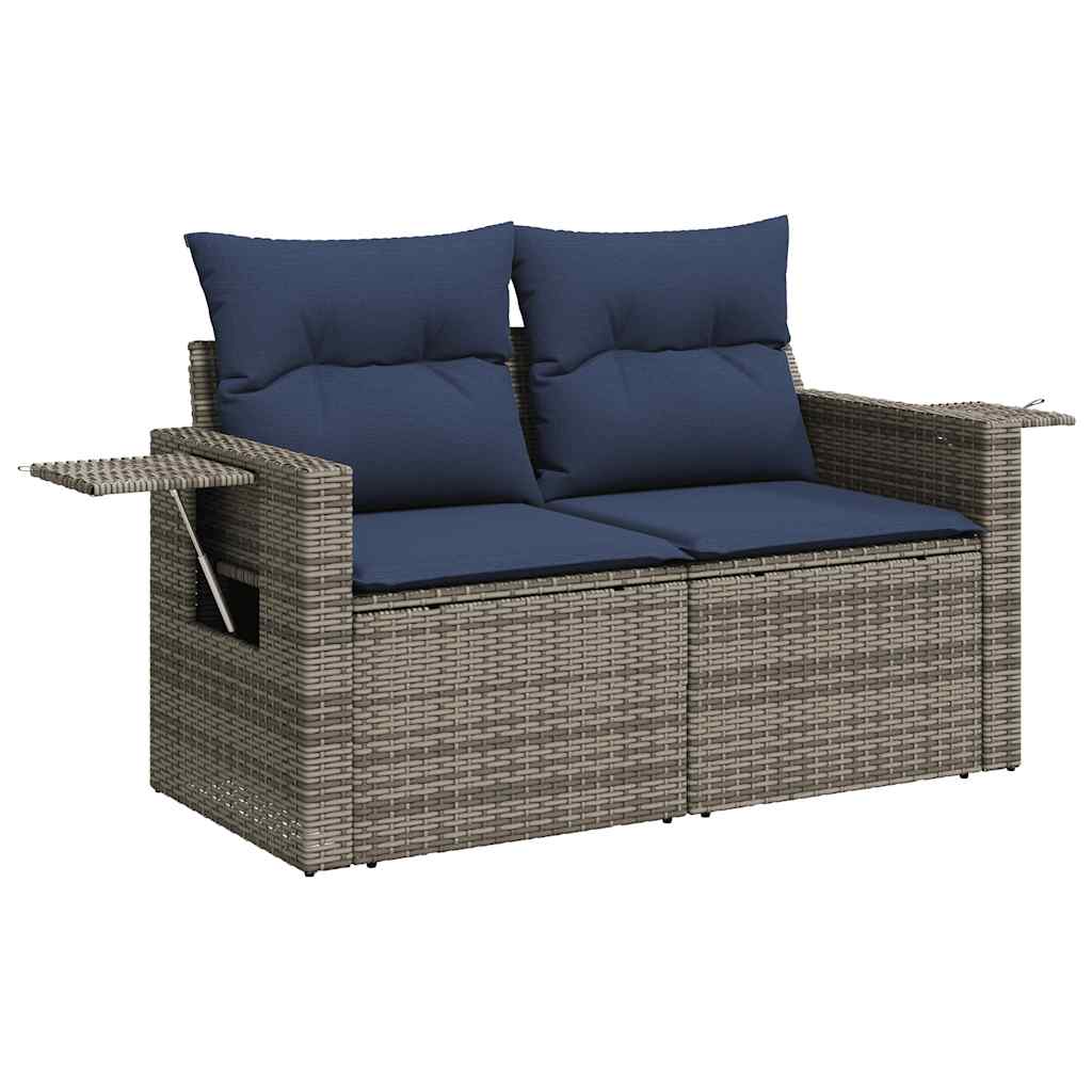 8-Tlg. Garten-Sofagarnitur Mit Kissen Poly Rattan Akazie