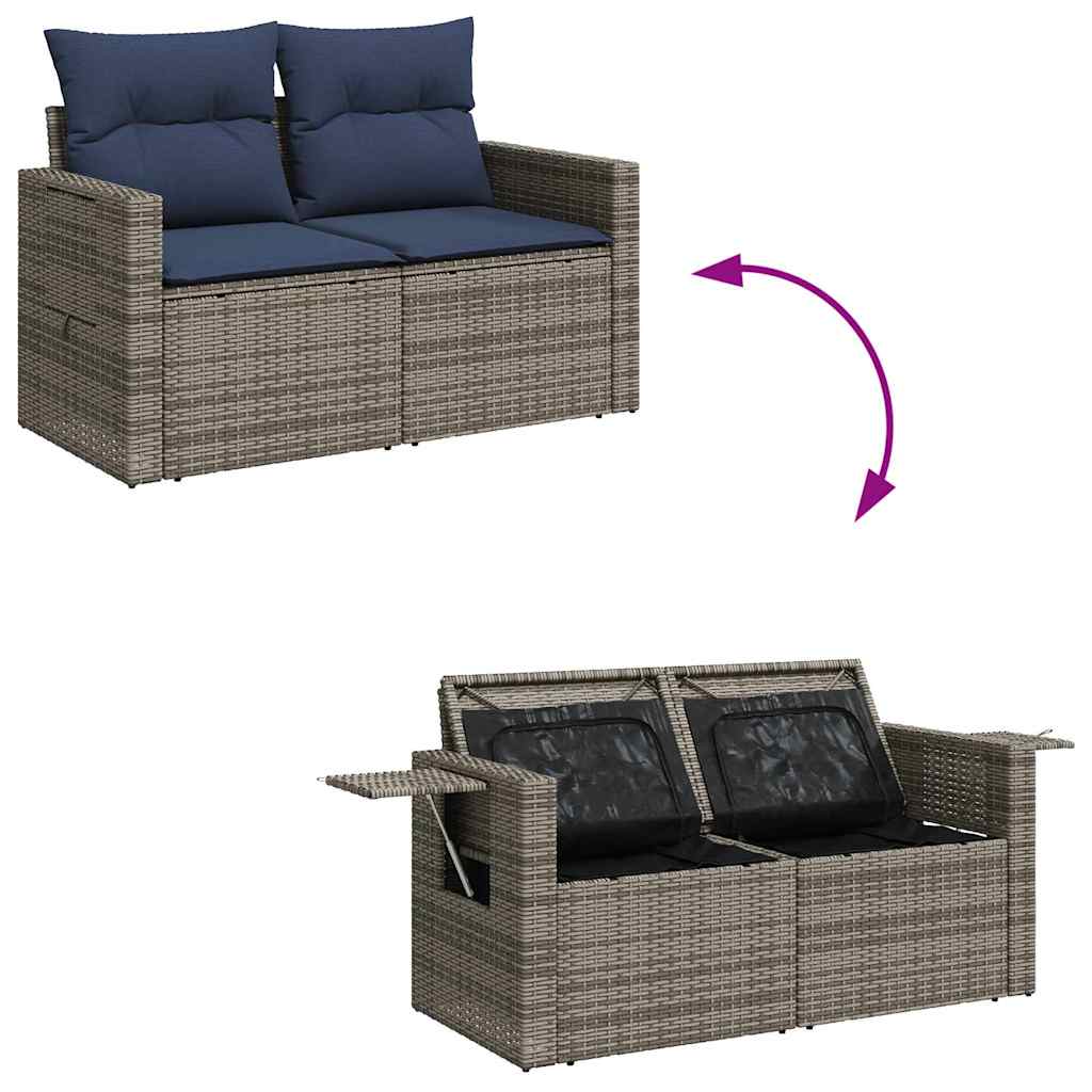 8-Tlg. Garten-Sofagarnitur Mit Kissen Poly Rattan Akazie