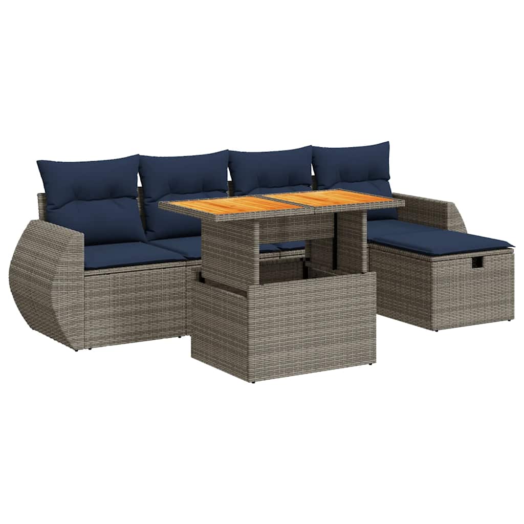 6-Tlg. Garten-Sofagarnitur Mit Kissen Poly Rattan