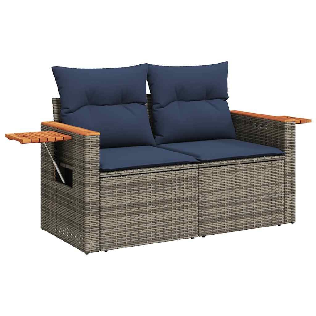 8-Tlg. Garten-Sofagarnitur Mit Kissen Poly Rattan Akazie