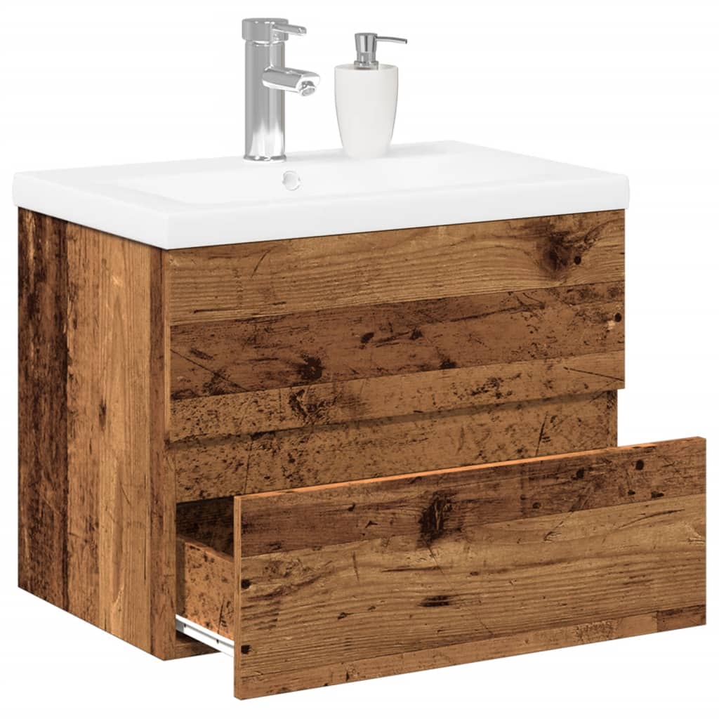 Waschbeckenunterschrank Mit Einbaubecken Und Wasserhahn