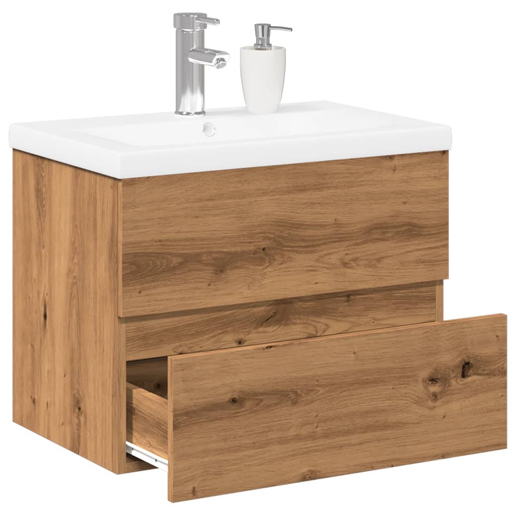 Waschbeckenunterschrank Mit Einbaubecken Und Wasserhahn