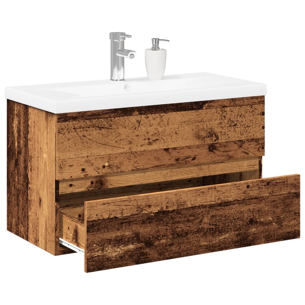 Waschbeckenunterschrank Mit Einbaubecken Und Wasserhahn