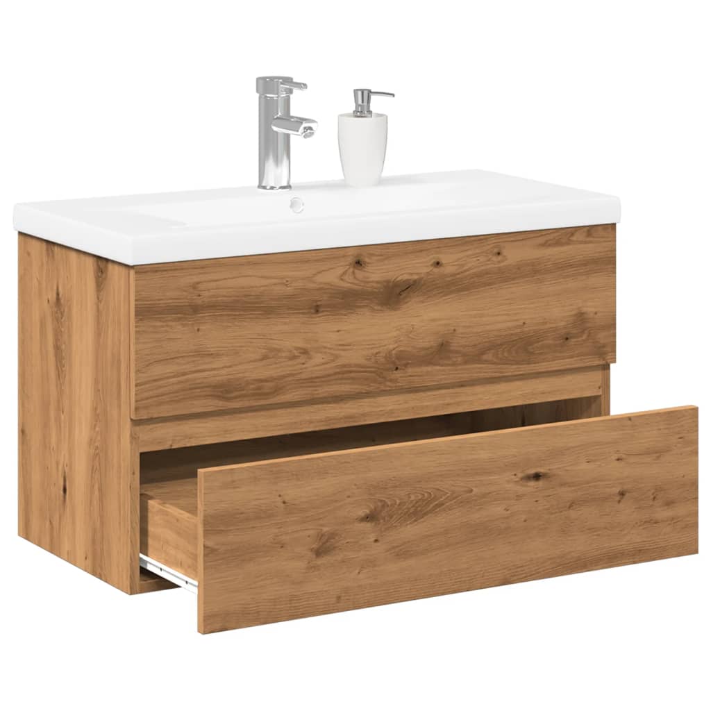 Waschbeckenunterschrank Mit Einbaubecken Und Wasserhahn
