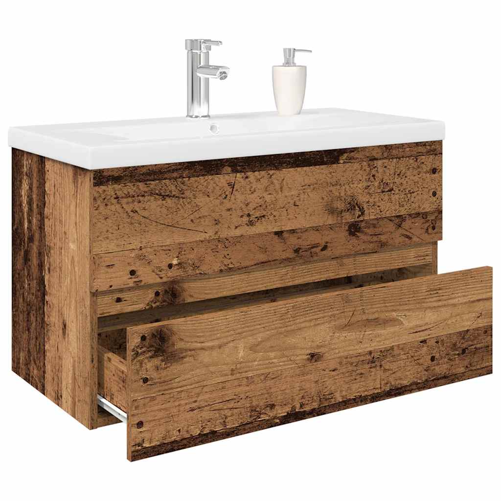 Waschbeckenunterschrank Mit Einbaubecken Und Wasserhahn