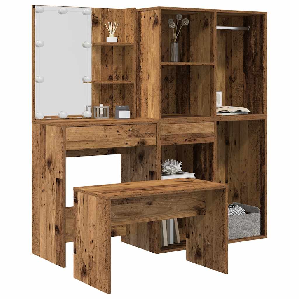 Schminktisch-Set Mit Led Sonoma-Eiche Holzwerkstoff