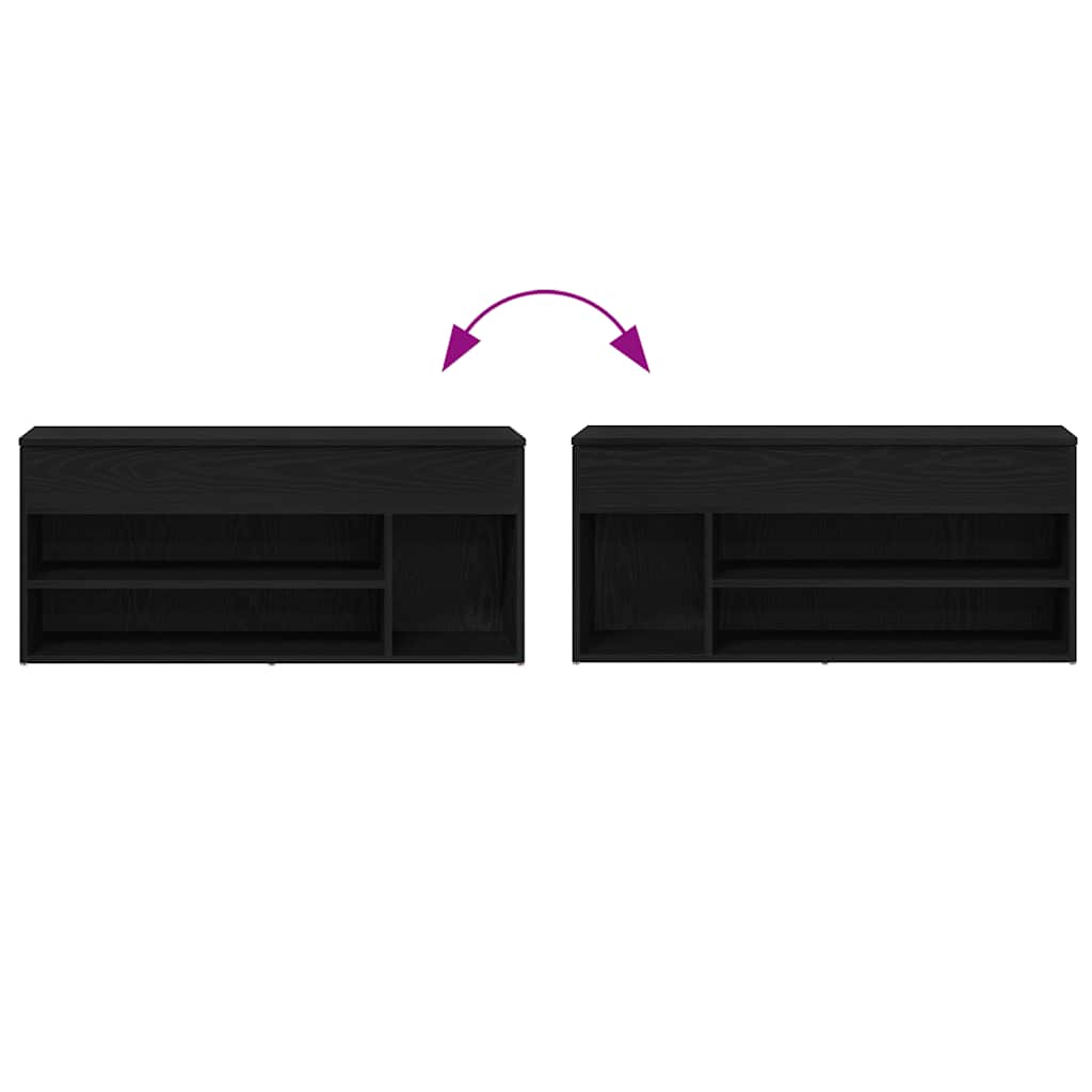 Schuhbank Schwarz Eichen-Optik 102X30,5X45 Cm Holzwerkstoff Schwarze Eiche