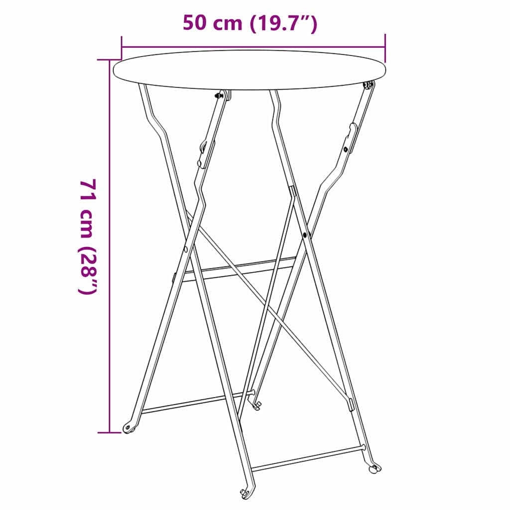 Bistrotisch Ø 50 X 71 Cm Pulverbeschichteter Stahl