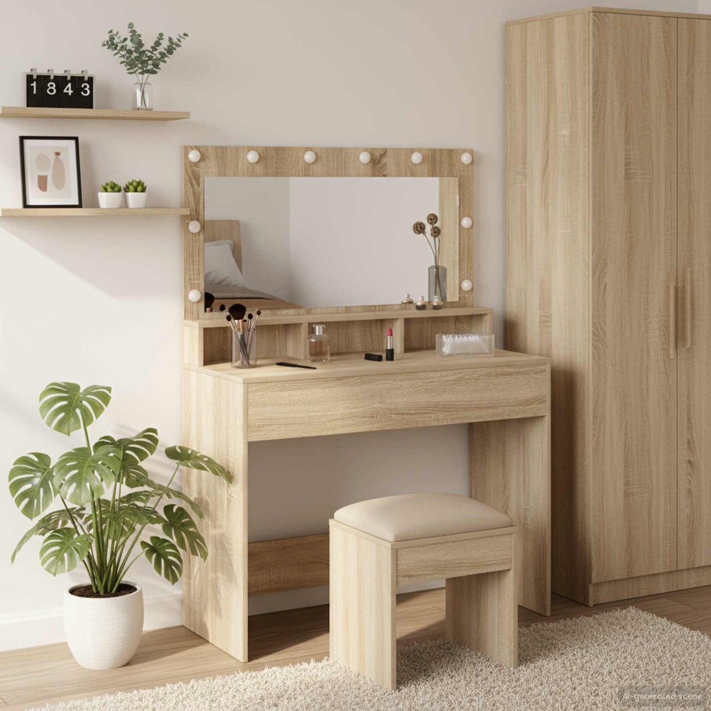 Schminktisch Mit Regal Holzwerkstoff