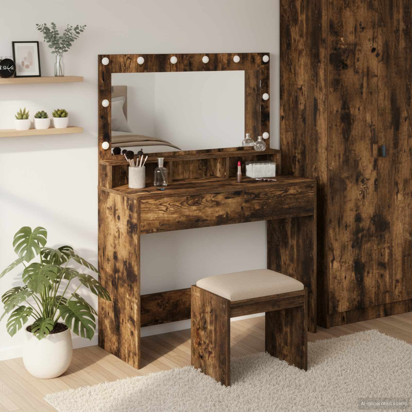 Schminktisch Mit Regal Holzwerkstoff