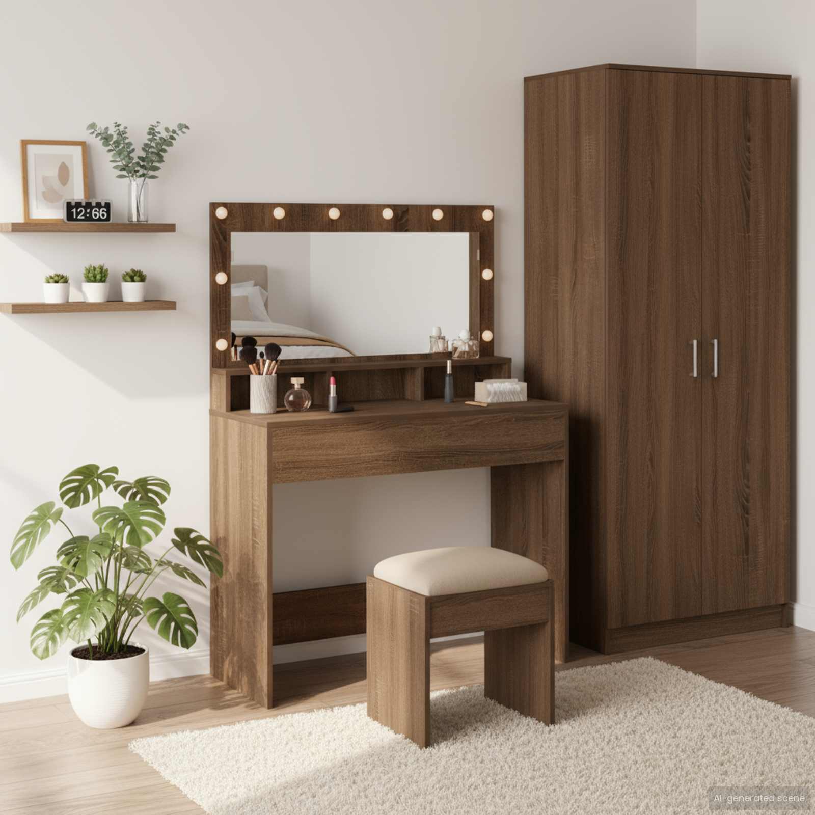 Schminktisch Mit Regal Holzwerkstoff