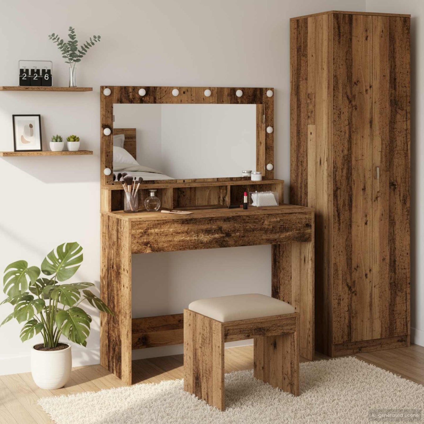 Schminktisch Mit Regal Holzwerkstoff