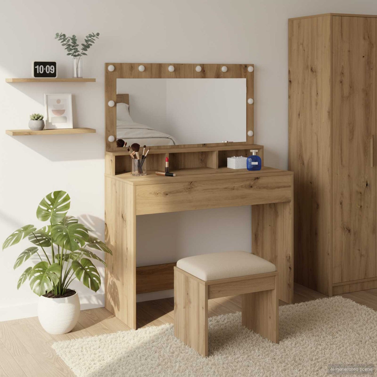 Schminktisch Mit Regal Holzwerkstoff