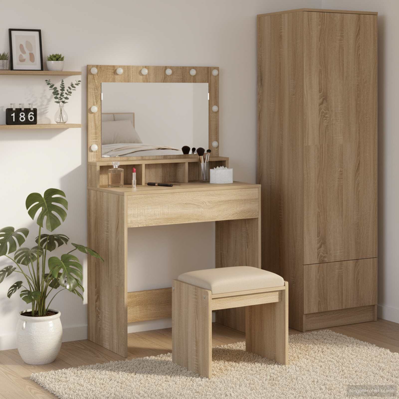 Schminktisch Mit Regal Holzwerkstoff