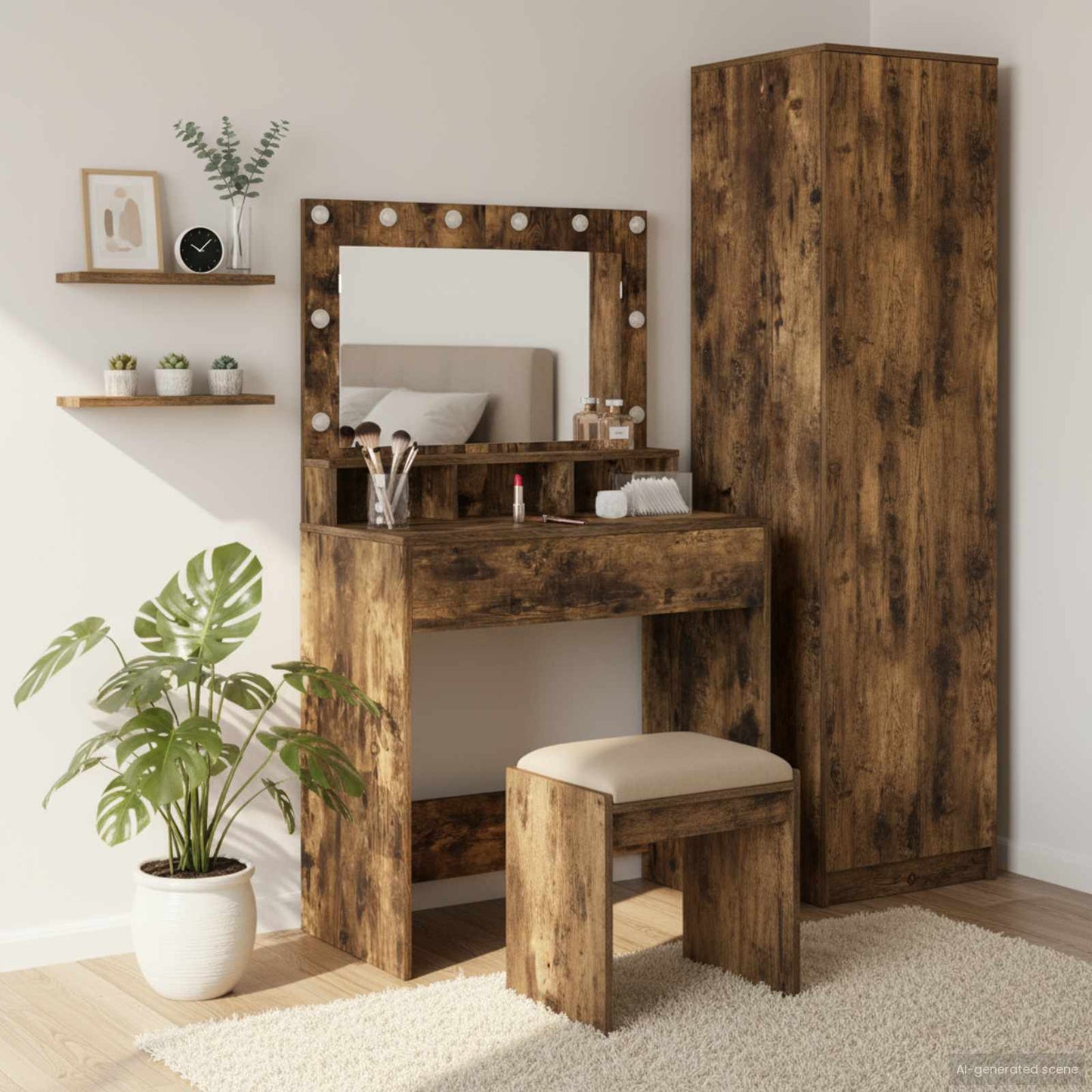 Schminktisch Mit Regal Holzwerkstoff