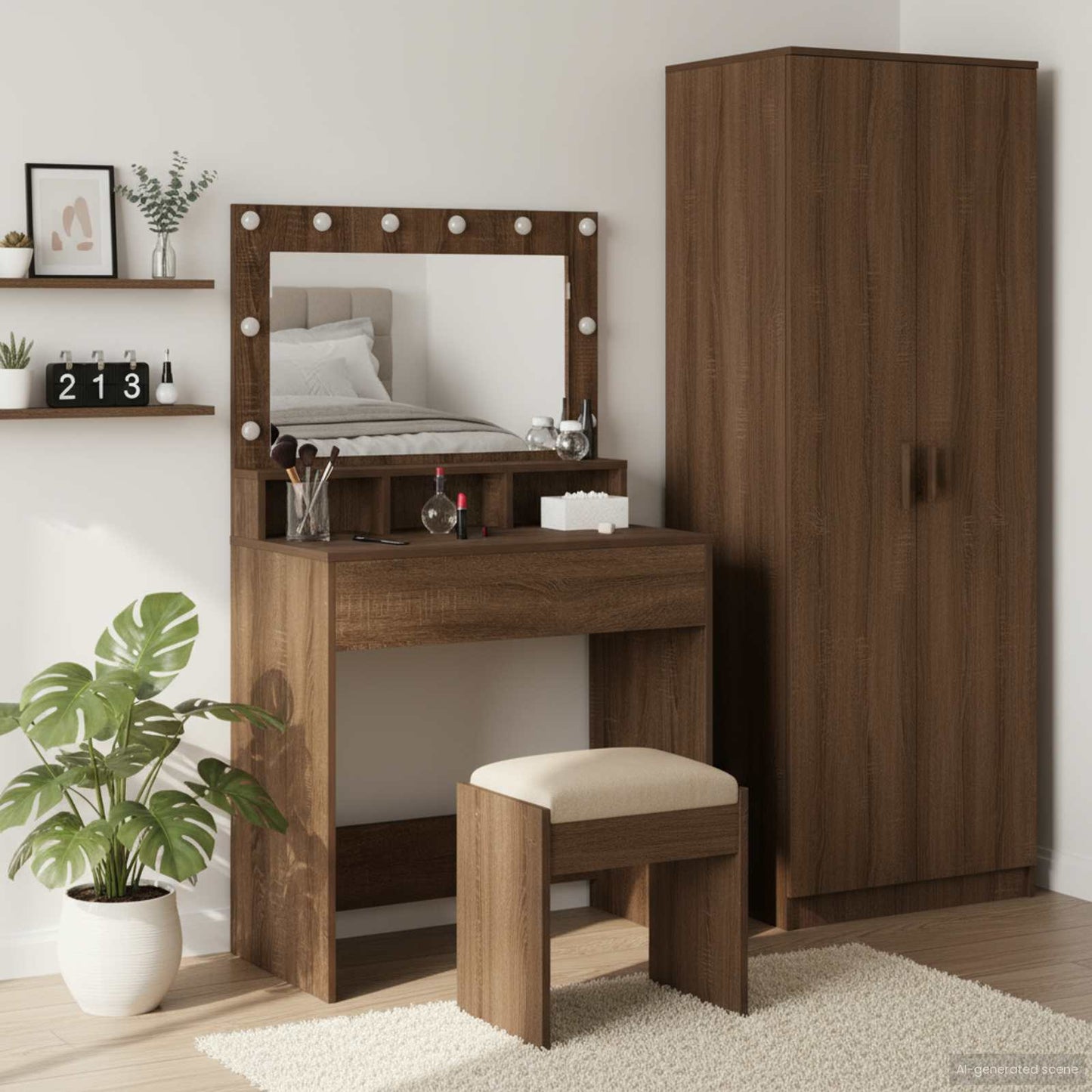 Schminktisch Mit Regal Holzwerkstoff