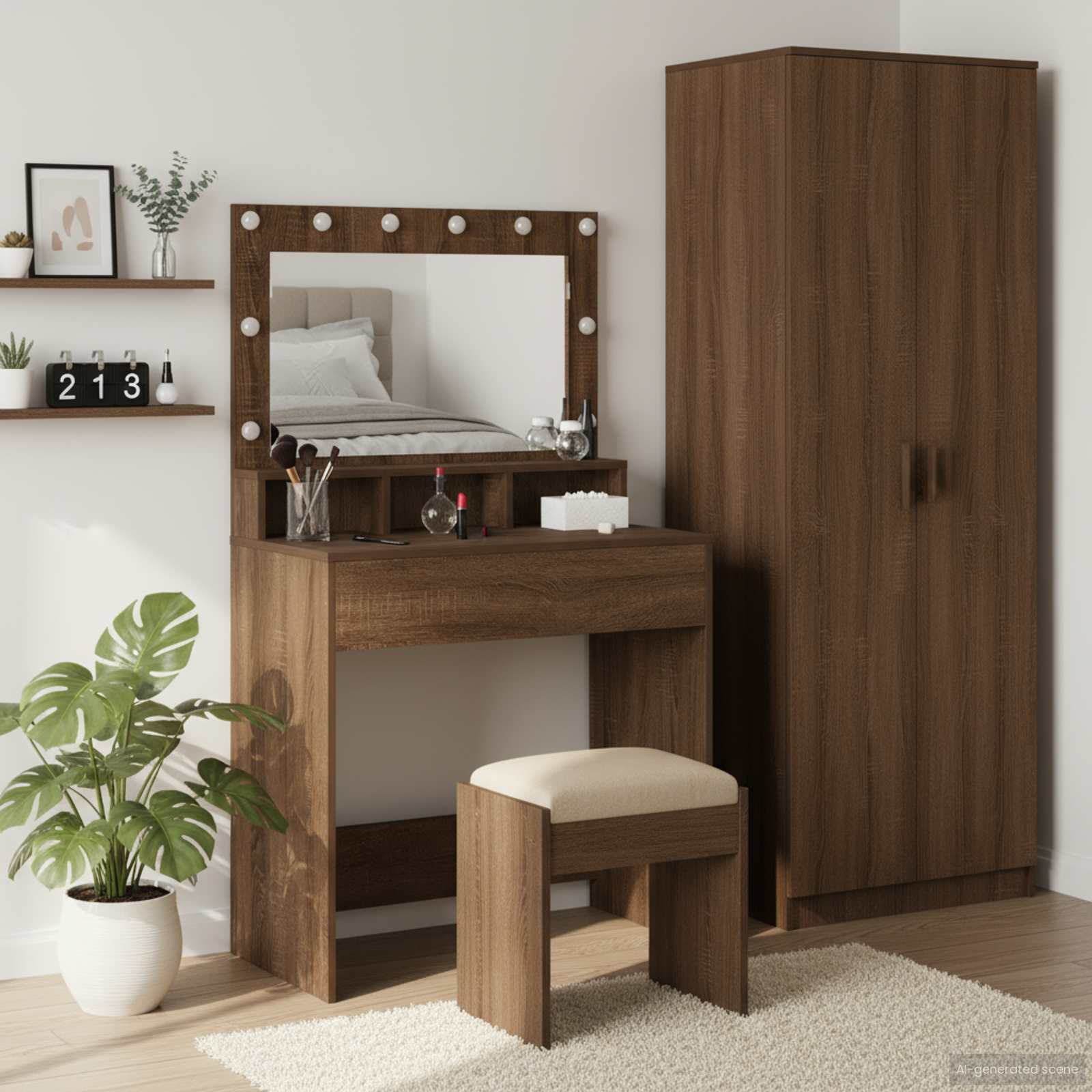 Schminktisch Mit Regal Holzwerkstoff