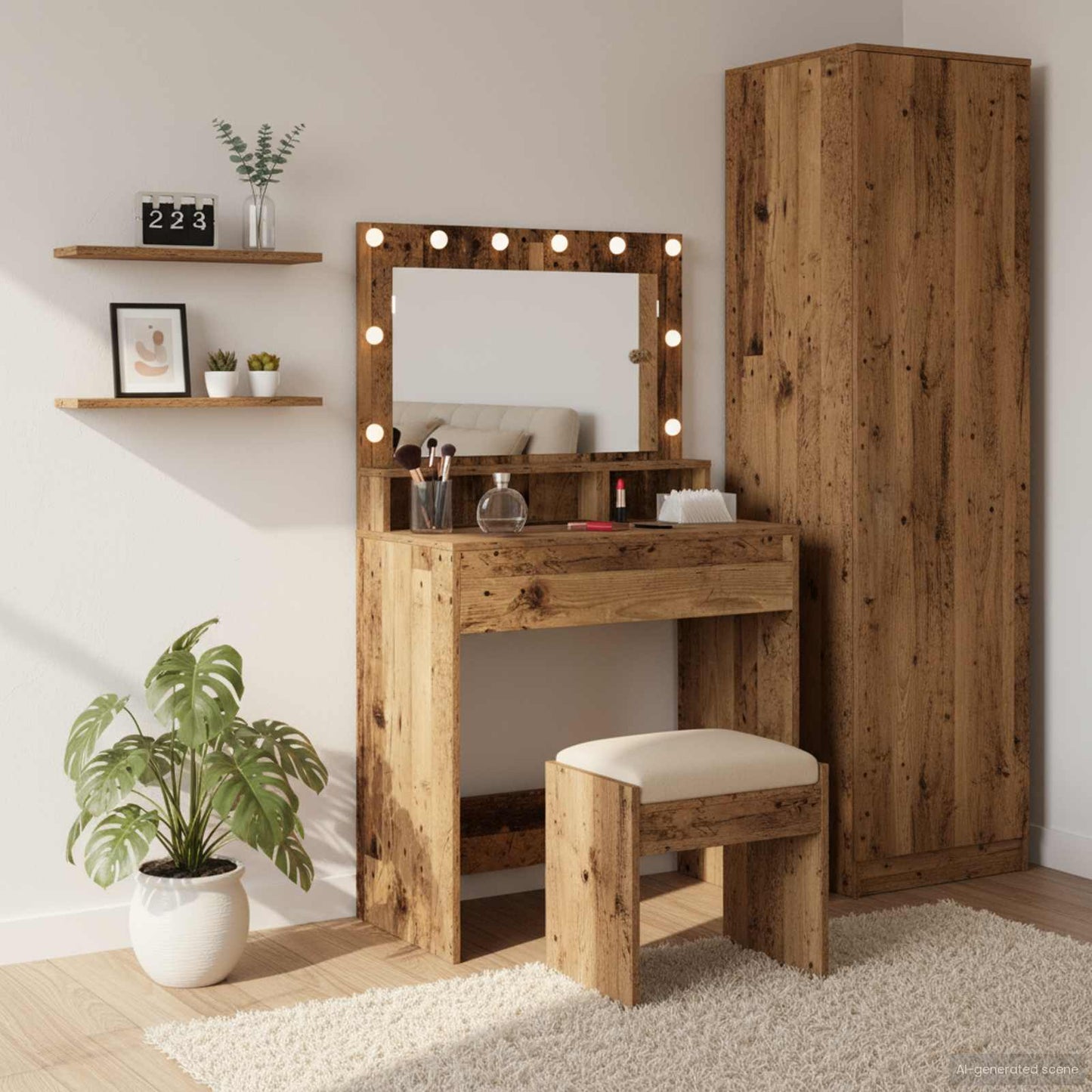 Schminktisch Mit Regal Holzwerkstoff