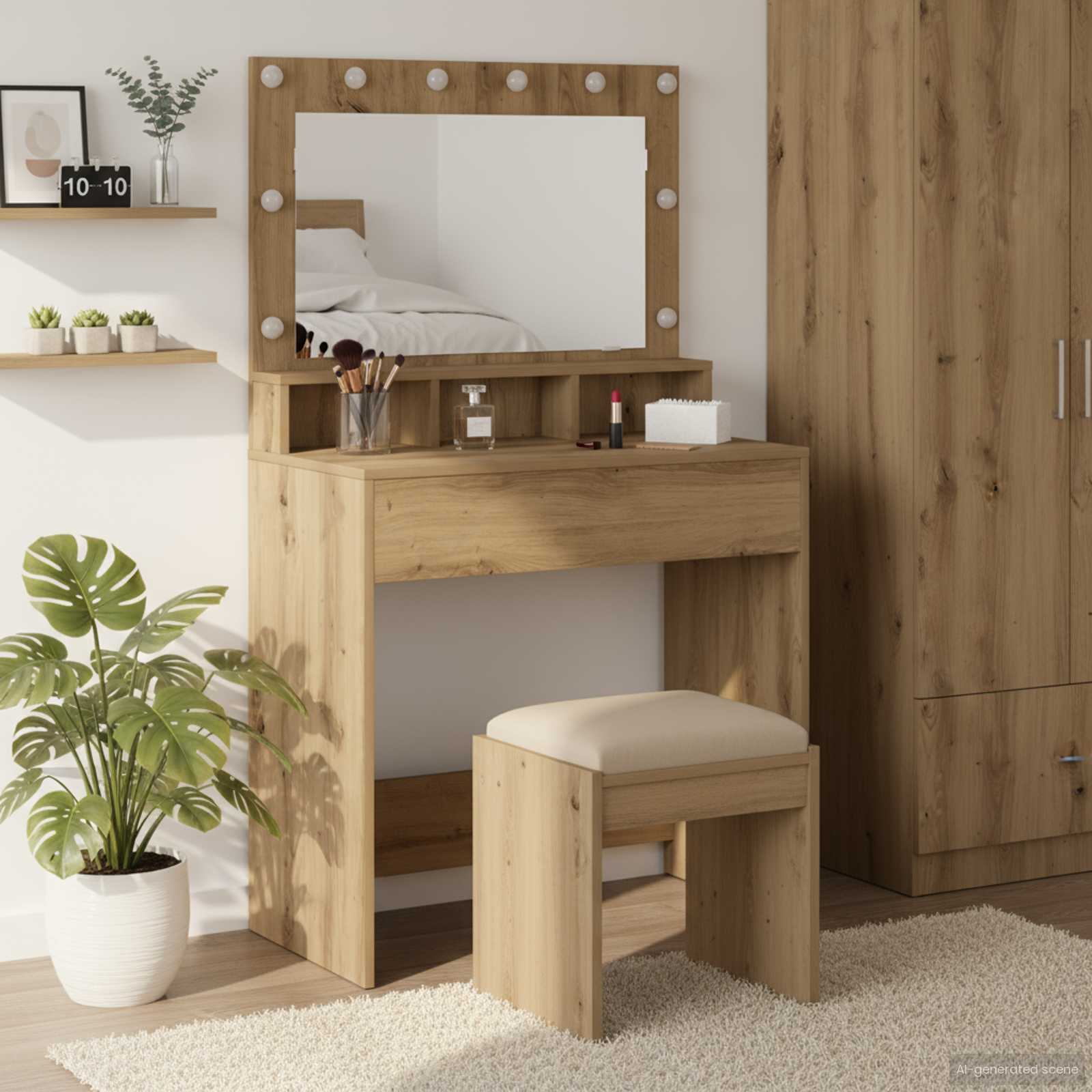 Schminktisch Mit Regal Holzwerkstoff