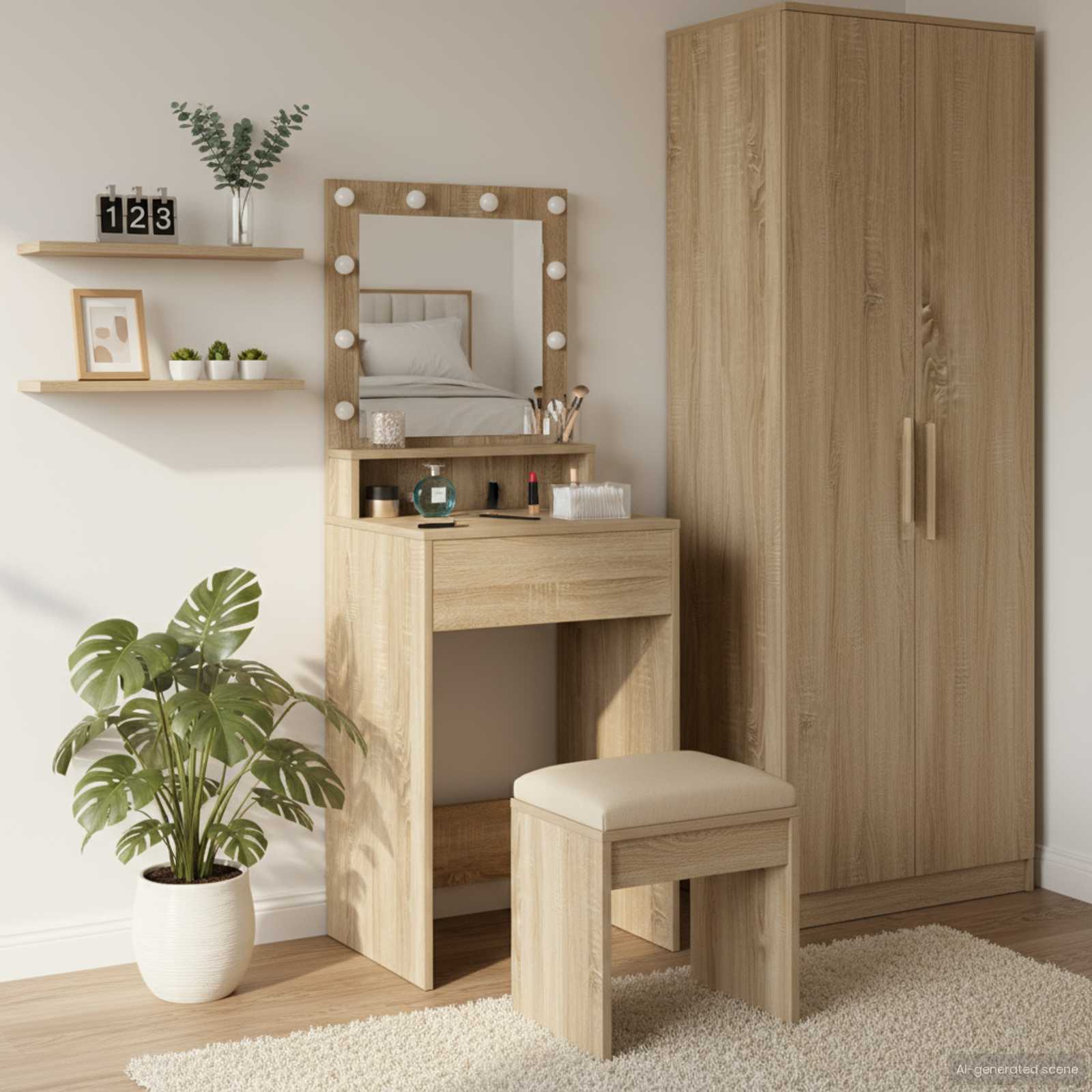 Schminktisch Mit Regal Holzwerkstoff