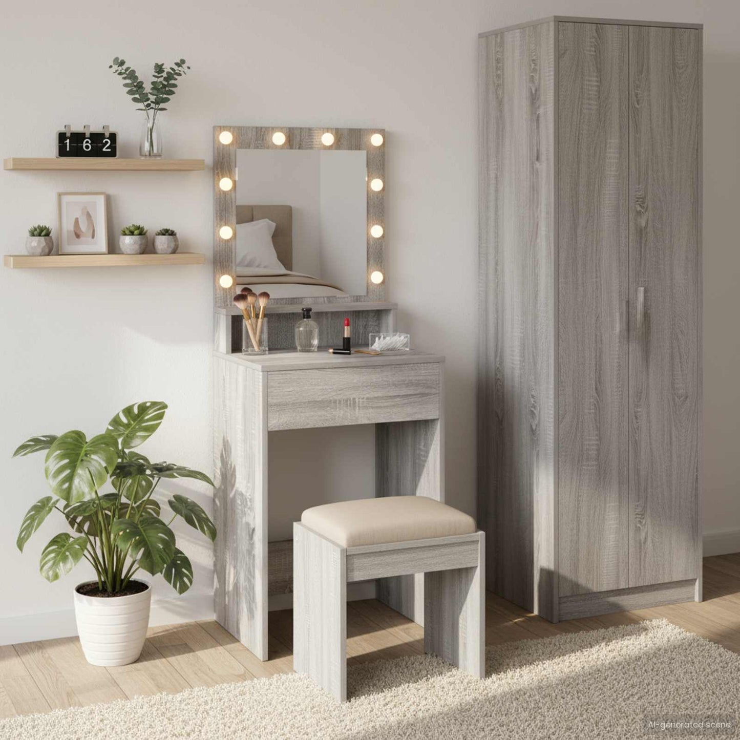 Schminktisch Mit Regal Holzwerkstoff