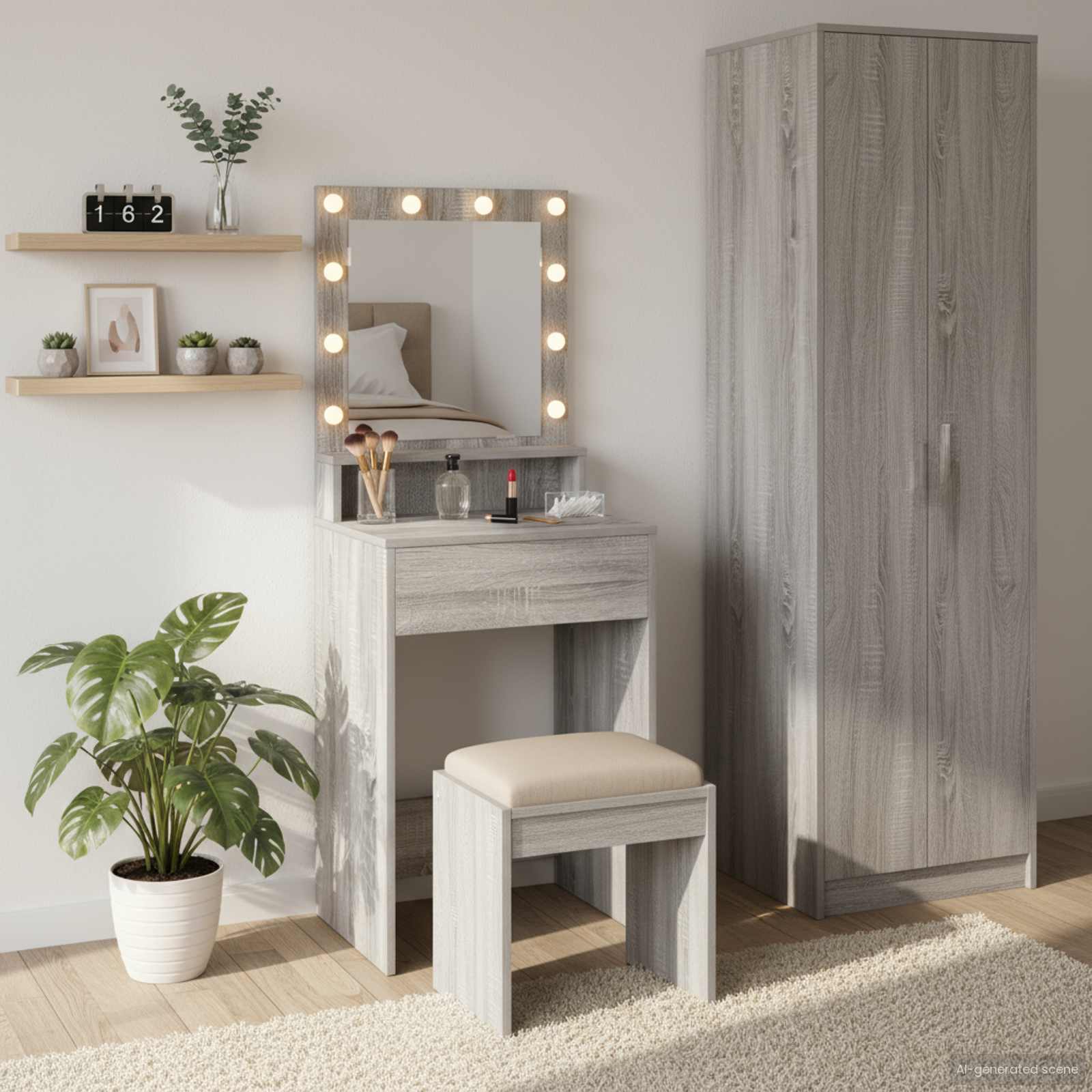 Schminktisch Mit Regal Holzwerkstoff