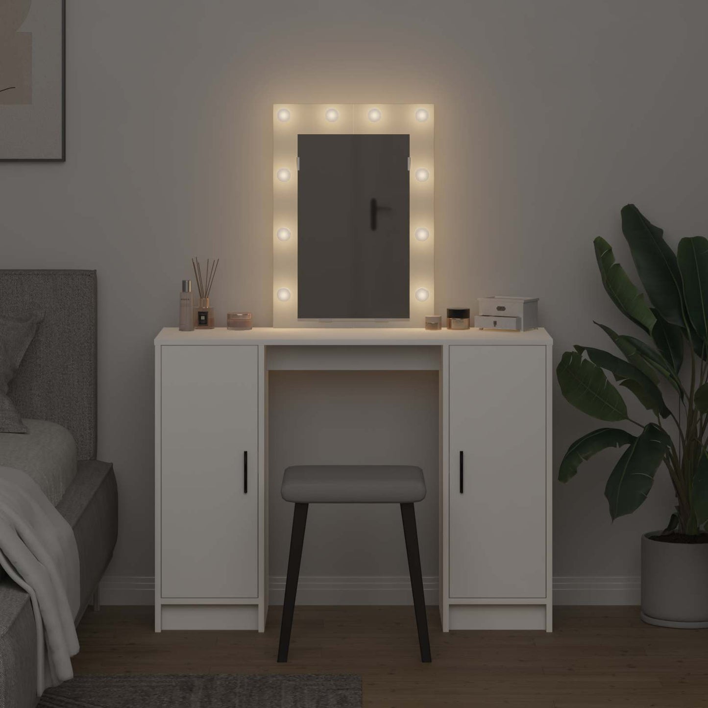 Schminktisch Mit Speicher 102 X 33 X 135 Cm Holzwerkstoff
