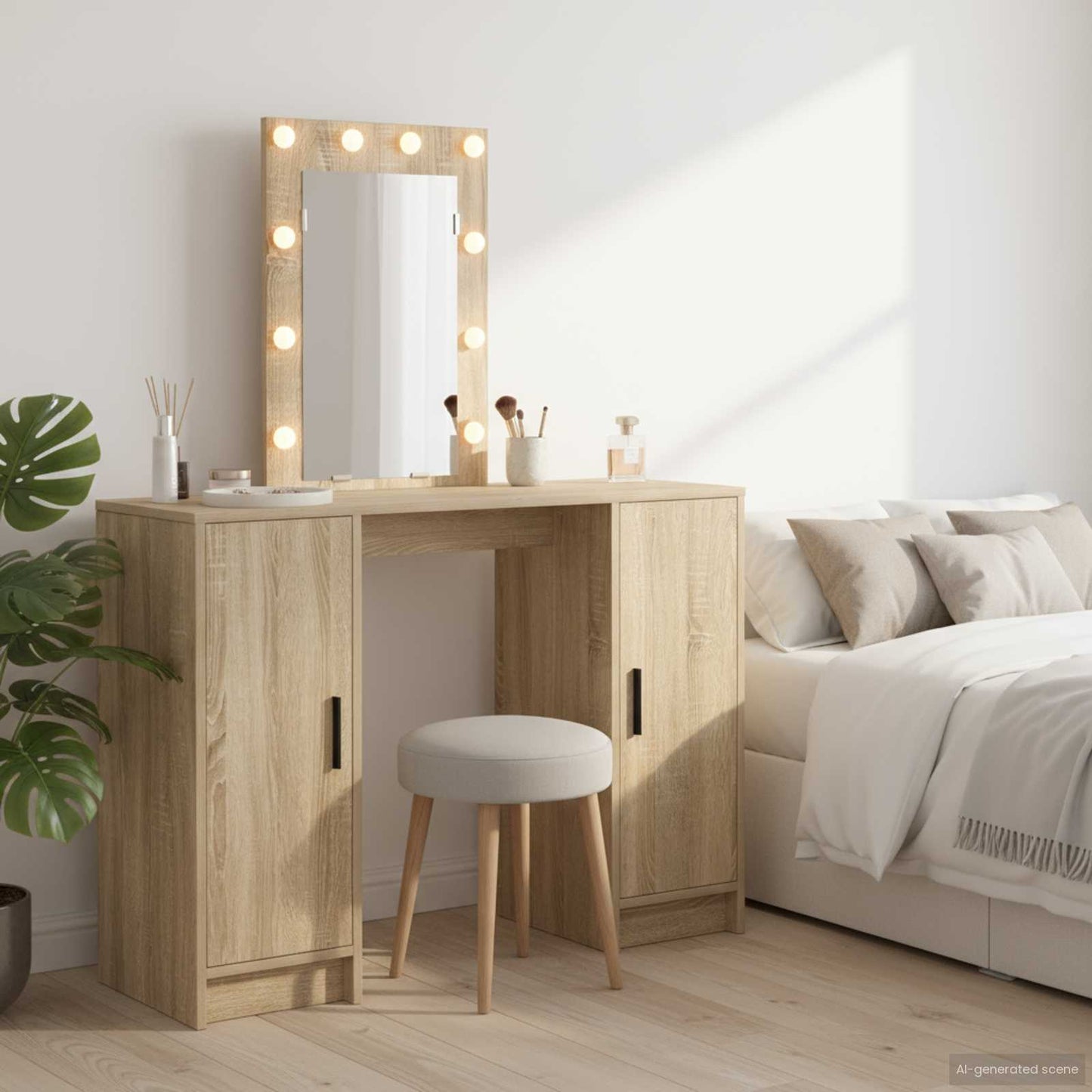 Schminktisch Mit Speicher 102 X 33 X 135 Cm Holzwerkstoff