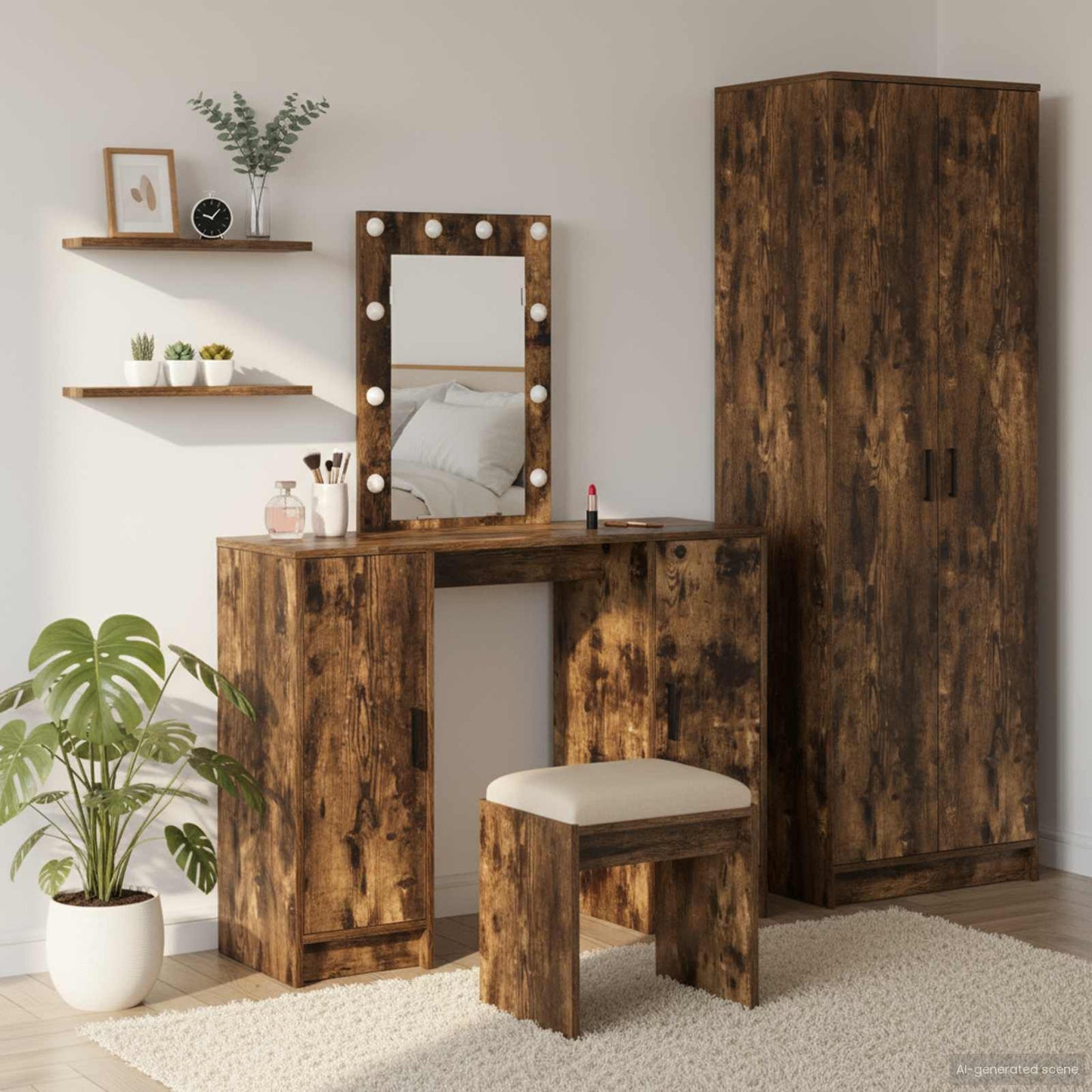 Schminktisch Mit Speicher 102 X 33 X 135 Cm Holzwerkstoff