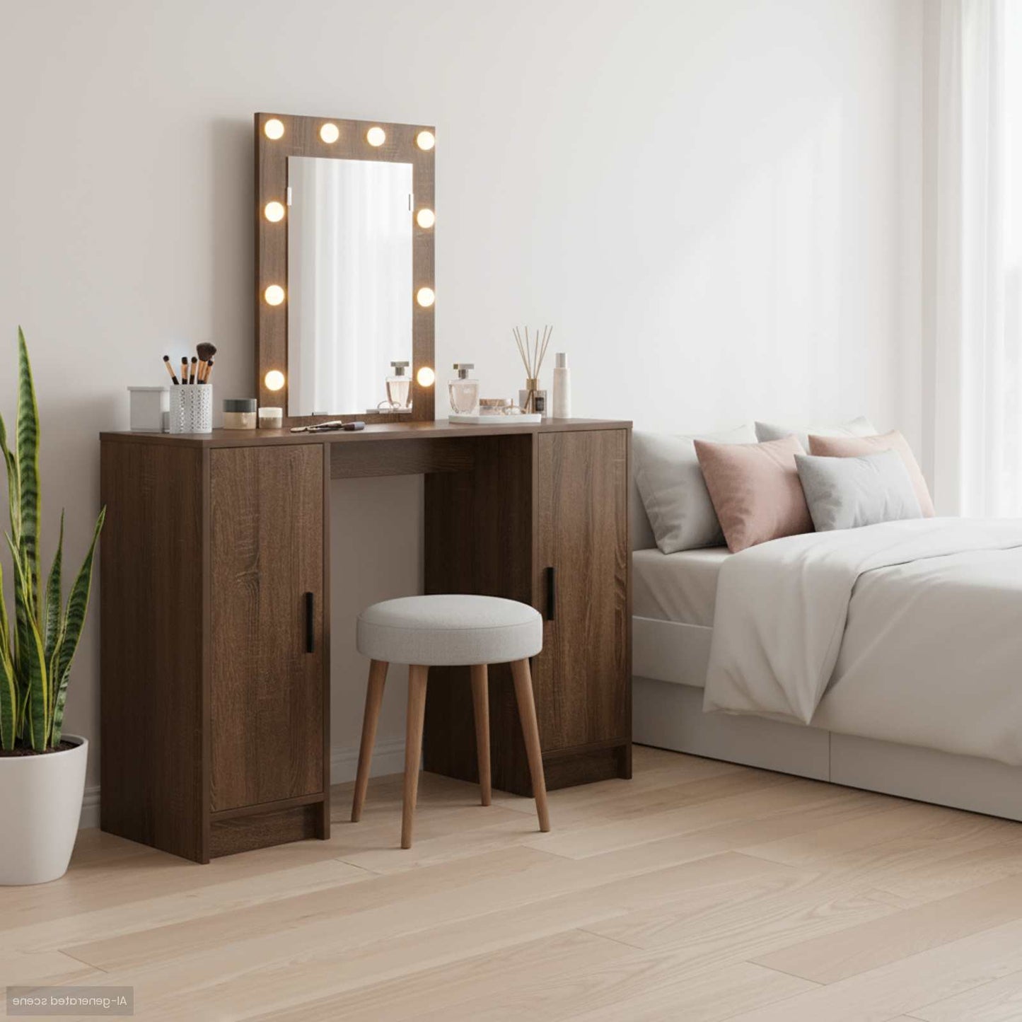 Schminktisch Mit Speicher 102 X 33 X 135 Cm Holzwerkstoff