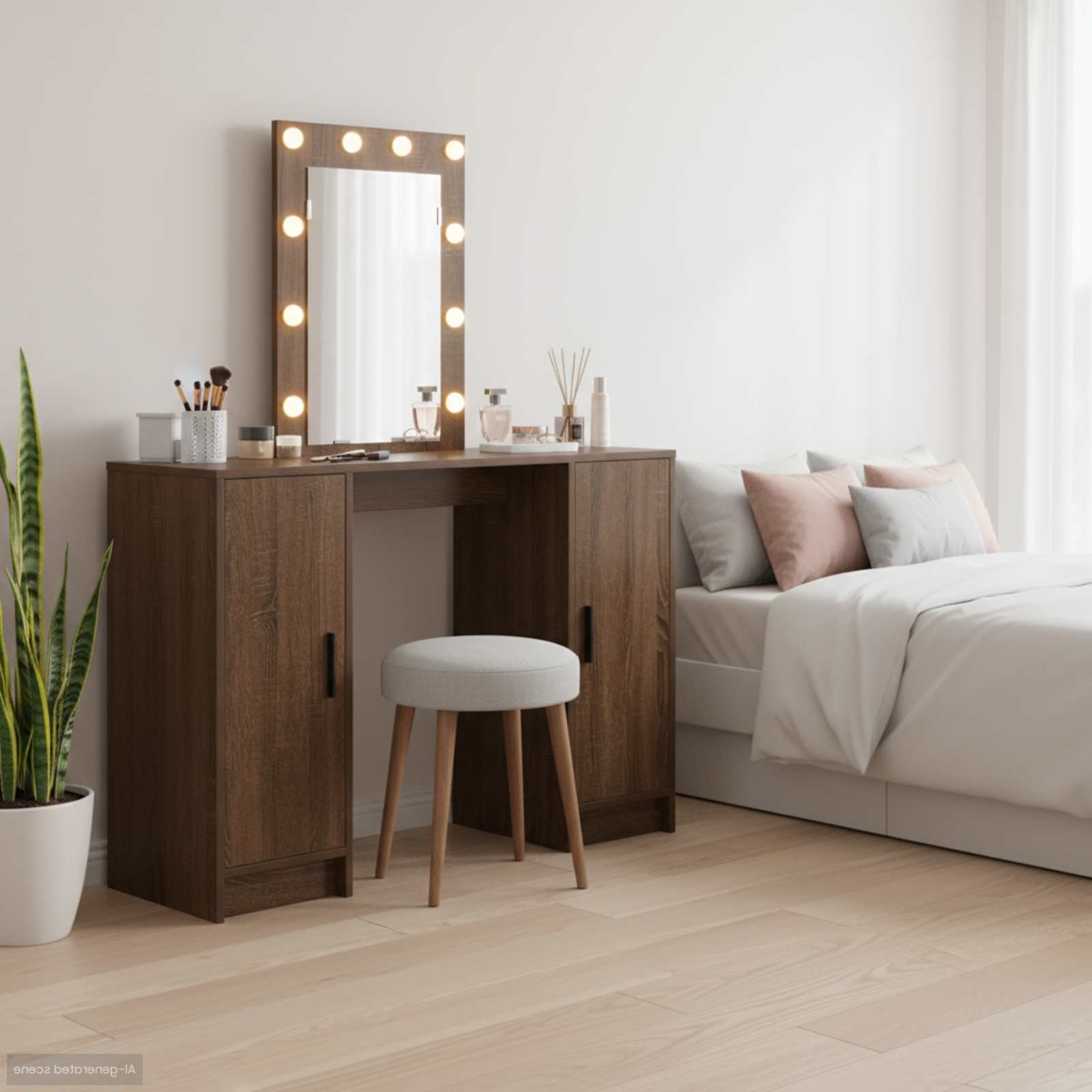 Schminktisch Mit Speicher 102 X 33 X 135 Cm Holzwerkstoff