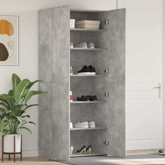 Schuhschrank Mit Regal Grau 80 X 35,5 X 180 Cm Holzwerkstoff