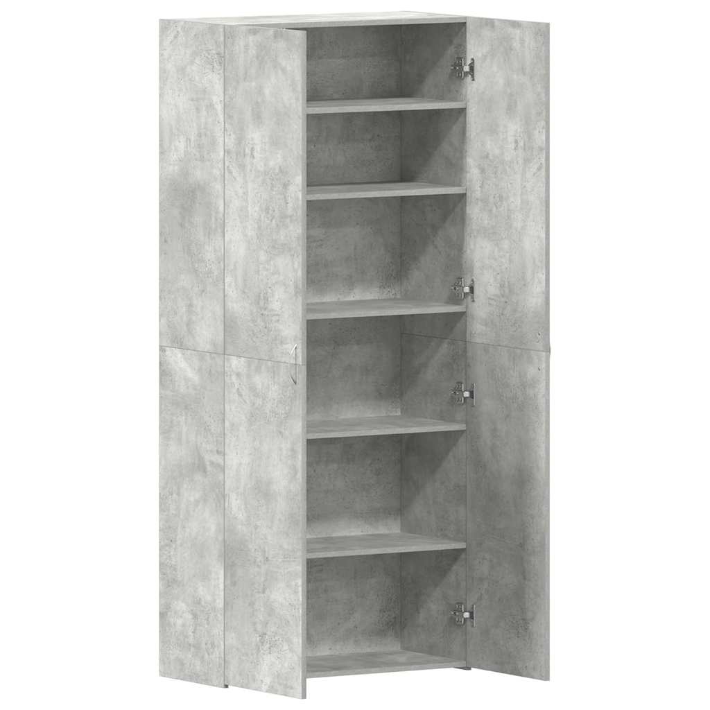 Schuhschrank Mit Regal Grau 80 X 35,5 X 180 Cm Holzwerkstoff