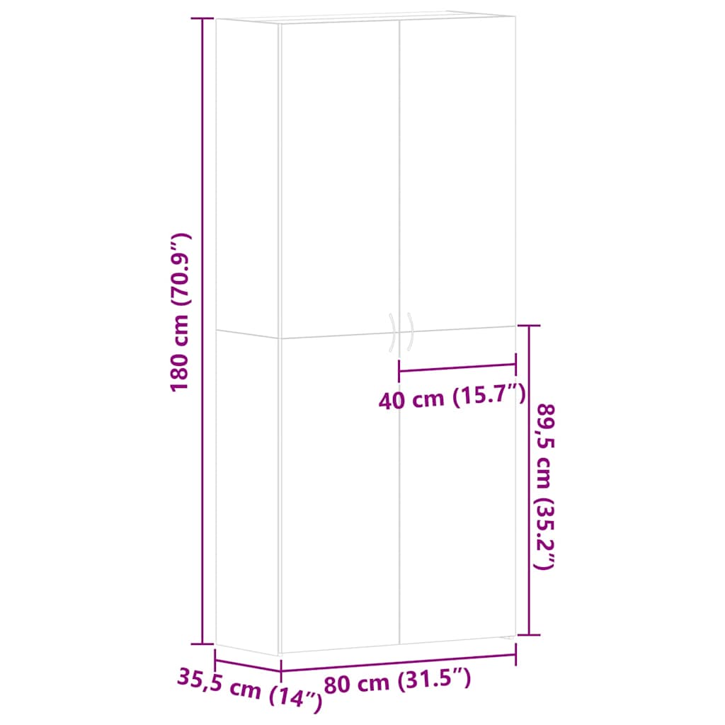 Schuhschrank Mit Regal Grau 80 X 35,5 X 180 Cm Holzwerkstoff