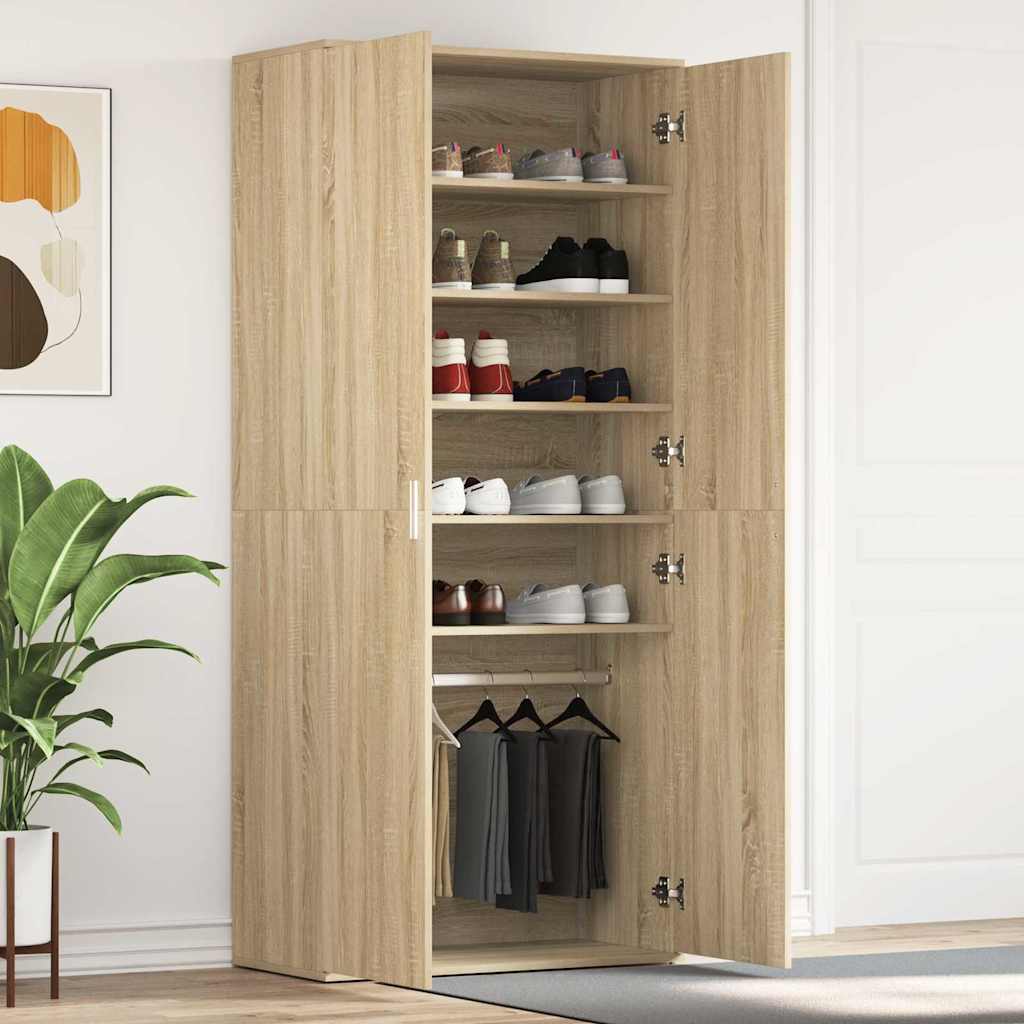Schuhschrank Mit Regal 80 X 39 X 178 Cm Holzwerkstoff