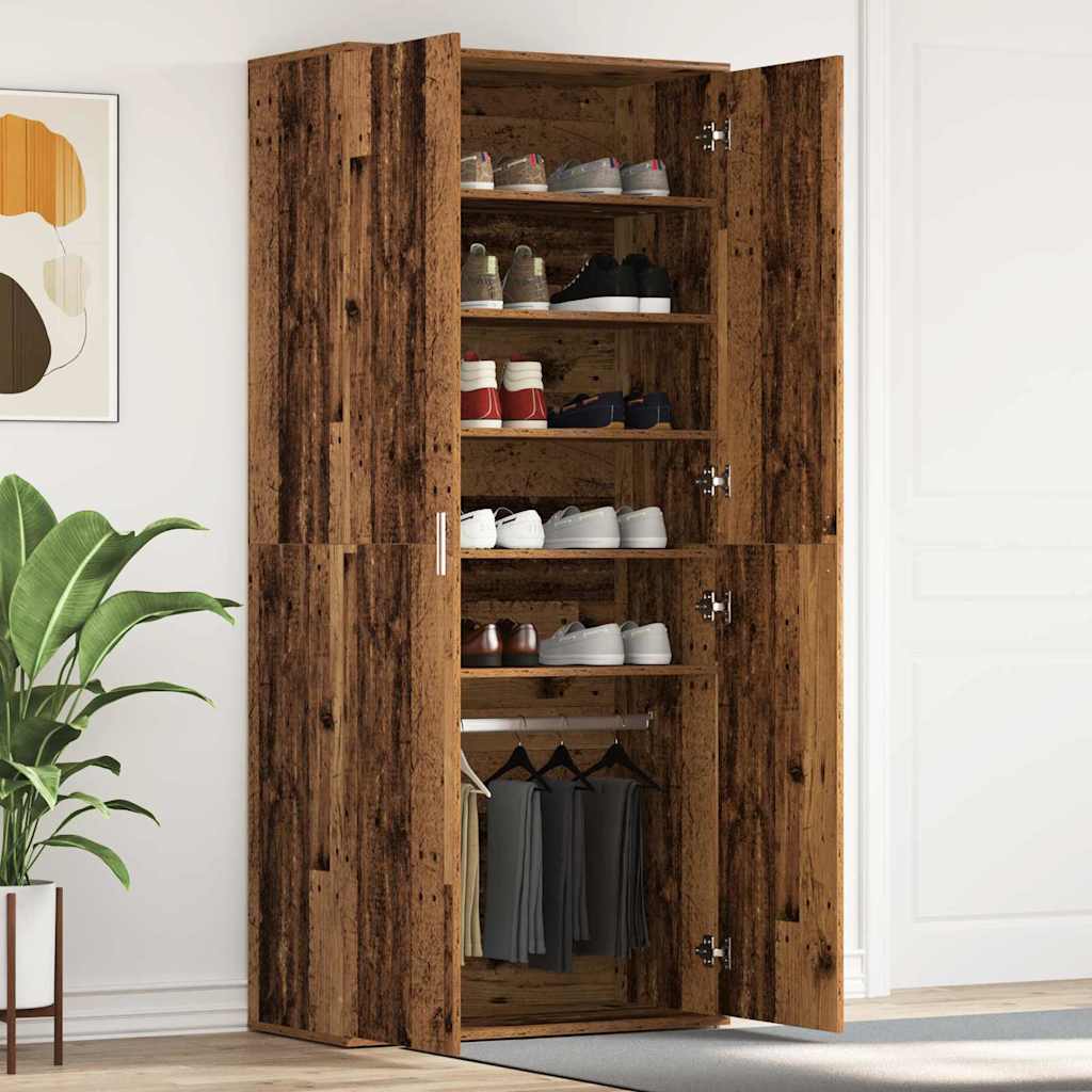 Schuhschrank Mit Regal 80 X 39 X 178 Cm Holzwerkstoff