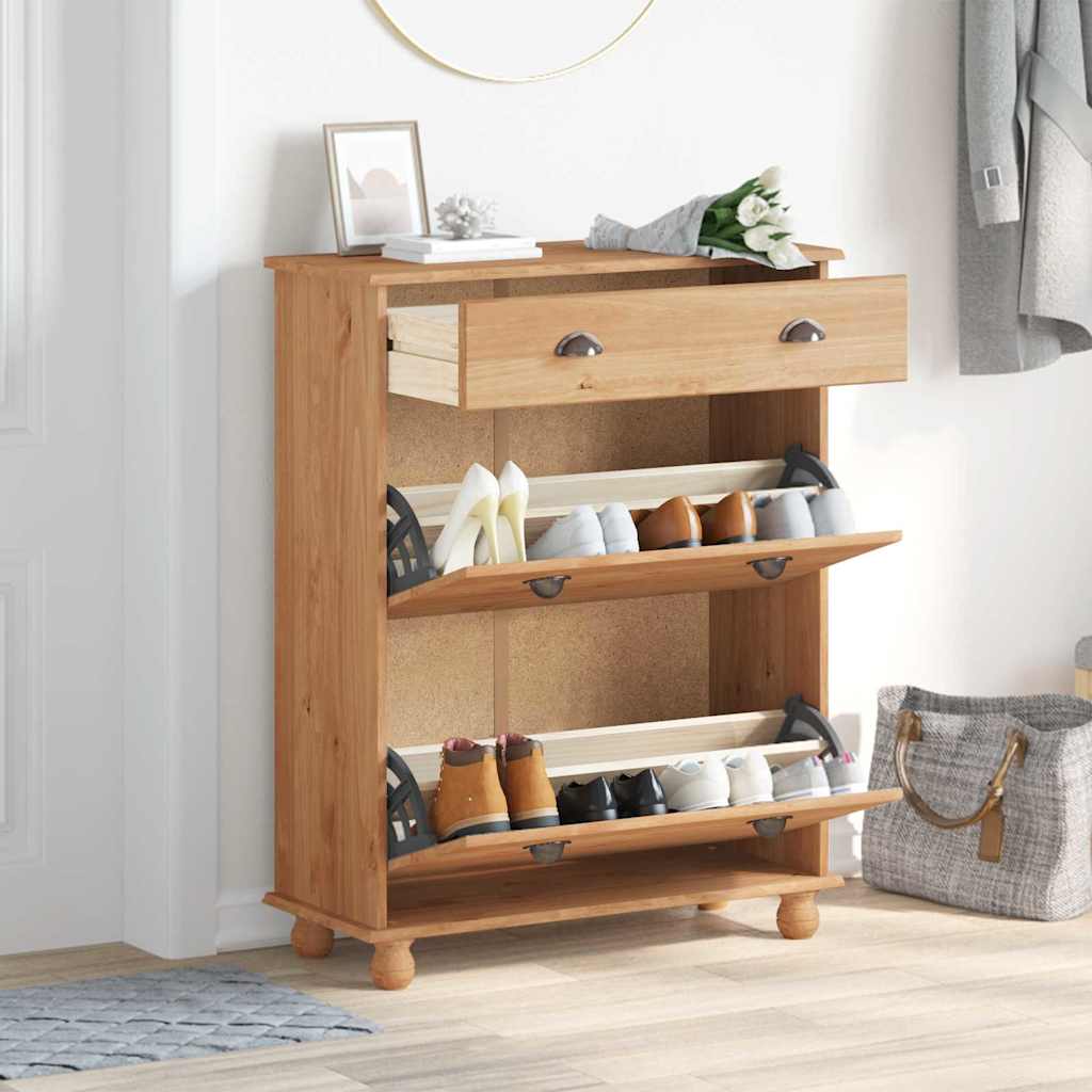 Schuhschrank Askim 85 X 35 X 108 Cm Massives Kiefernholz